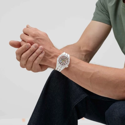 montre swatch scubaqua aurelia aurita silicone blanc plongée