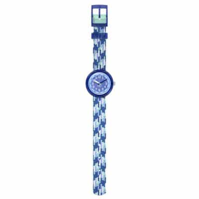 montre flik flak enfant braid in blue bracelet bleu tressé