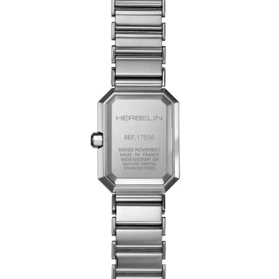 montre herbelin femme octogone acier et nacre blanche quartz boitier rectangulaire