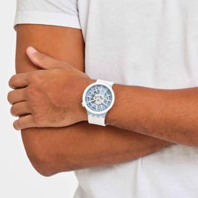 montre swatch big bold whice bioceramic et silicone blanc
