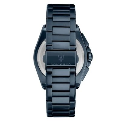 montre maserati velocità blue edition acier bleu quartz chronographe 43 mm