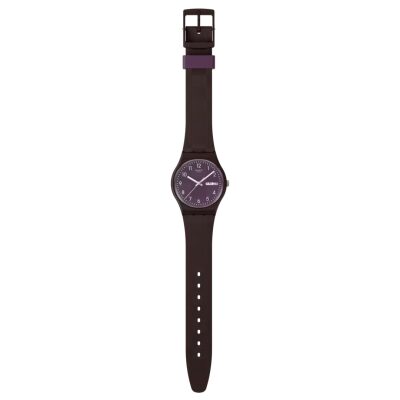 montre swatch gent weaving wonder bracelet silicone violet foncé quartz 34 mm 3 bar