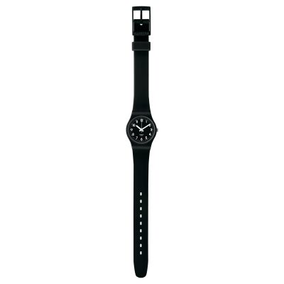 montre swatch lady grace in time unisexe silicone noir cadran bleu 25 mm