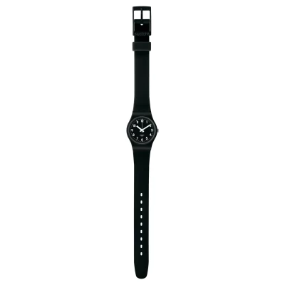 montre swatch lady grace in time unisexe silicone noir cadran bleu 25 mm