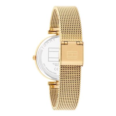 montre tommy hilfiger femme ella acier doré bracelet acier doré maille milanaise