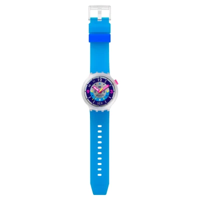 montre swatch neon hielo big bold bracelet silicone bleu Hielo année 80