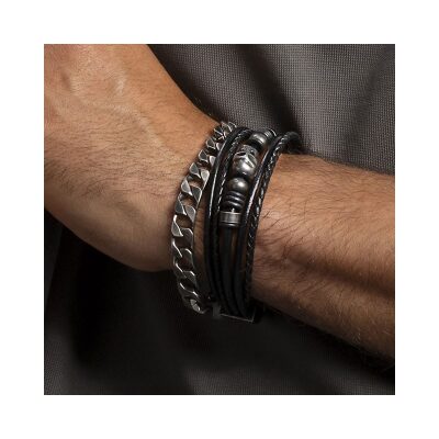 bracelet rochet homme forge acier vintage 22 cm reglable