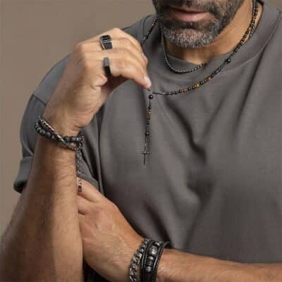 collier rochet cobra en acier vintage 50 cm homme