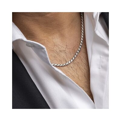 collier rochet cobra en acier satiné 50 cm homme