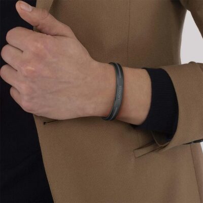 bracelet jonc lacoste adventurer homme acier noir