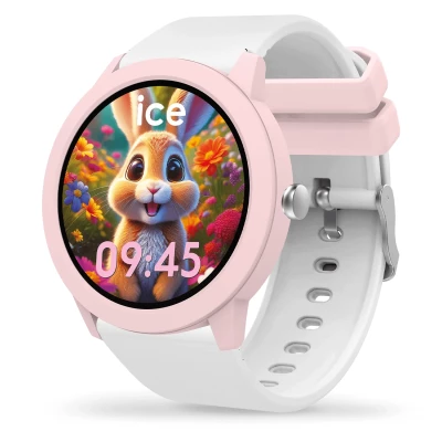 montre ice watch ice-smart-junior-rd-3-0-pink-white montre connectée enfant 39 mm ronde bracelet silicone blanc