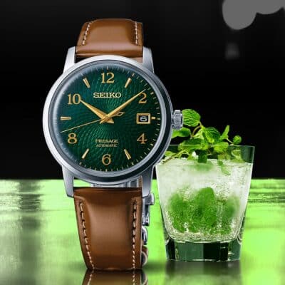 montre seiko homme-presage-mouvement-automatique-cocktail-cadran-vert 38 mm mojito