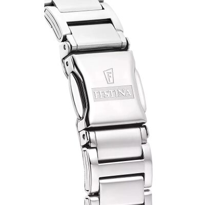 montre festina femme mademoiselle acier cadran blanc 32.5 mm chiffres romains quartz