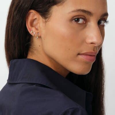 boucles d'oreilles agatha piercing amas doré vert et violet set de 3 boucles d'oreilles puces
