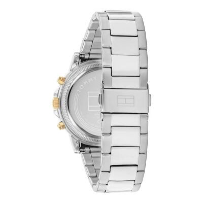 montre tommy hilfiger Stewart acier bicolore homme cadran vert foncé lunette acier doré bracelet acier 44 mm quartz