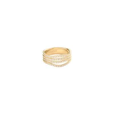 bague agatha dauphine large ajourée argent doré pavée de cristaux