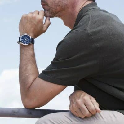 montre festina timeless chronographe acier et cuir bleu 44 mm mouvement quartz