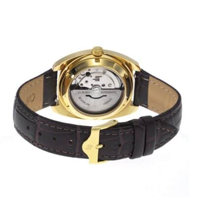 montre lip-general-de-gaulle-35-automatique-acier doré bracelet cuir marron