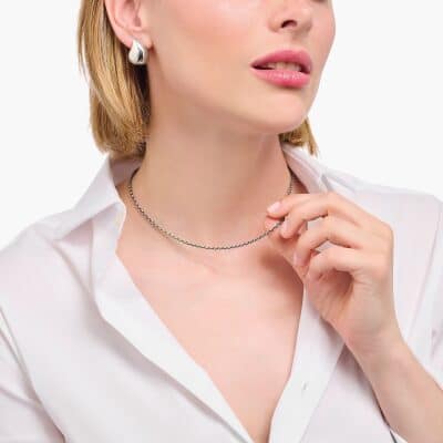 Collier Thomas Sabo d'ancre en argent noirci épaisseur 2,50 mm