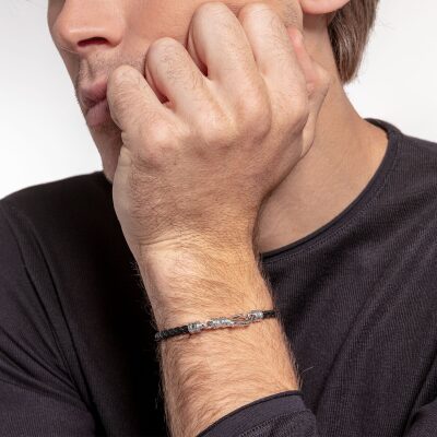 bracelet thomas sabo argent mousqueton cuir tressé