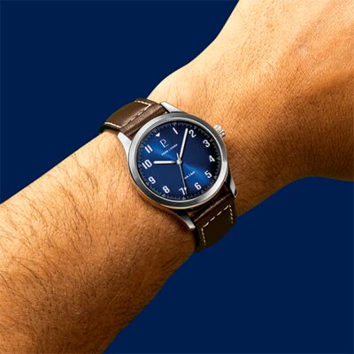 montre pierre lannier homme aviateur acier et cuir marron 40 mm mouvement quartz