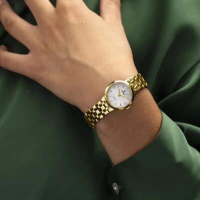 montre festina mademoiselle acier doré et cadran blanc 23 mm quartz