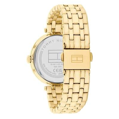 montre tommy hilfiger nathalie acier doré lunette pavée de cristaux