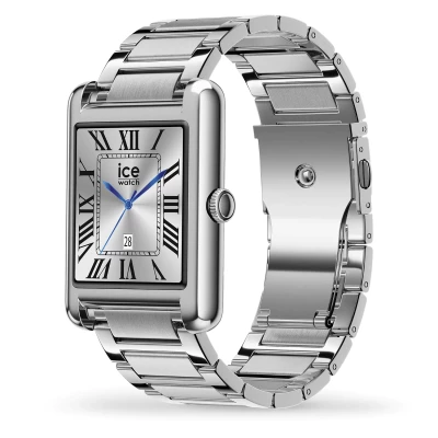 montre ice watch -ice-smart-tk-2-0-silver-metal-1-41-32mm montre connectee bluetooth acier boitier rectangulaire