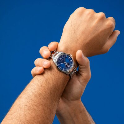 montre pierre lannier homme metropolitain acier et bleu mouvement quartz 40 mm