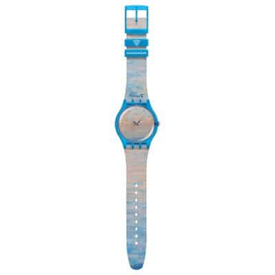 montre Swatch x Guggenheim monet's palazzo ducale ’œuvre de Claude Monet, « Le Palais Ducal vu de Saint-Georges Majeur » l'heure bleue