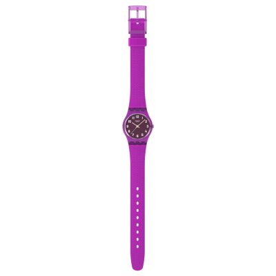 montre swatch lady magenta weave bracelet silicone violet cadran violet 25 mm quartz