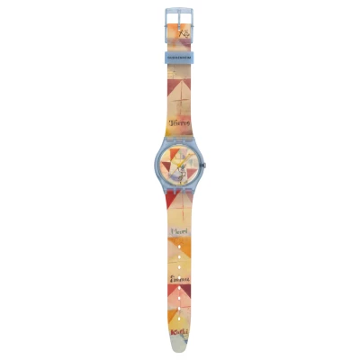 montre Swatch x Guggenheim Klee's Bavarian Don Giovanni imprimé de l’œuvre de Paul Klee « The Bavarian Don Giovanni »