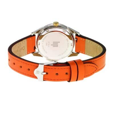 montre lip-himalaya-29 mm quartz acier et bracelet cuir lisse orange