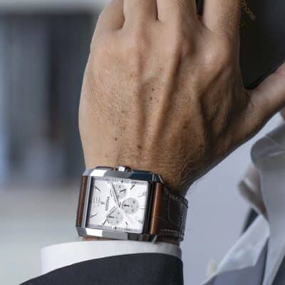 montre festina homme on the square acier et cuir marron chronographe quartz 37 mm
