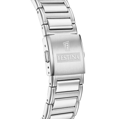 montre festina homme on the square chronographe acier et cadran bleu 37 mm quartz