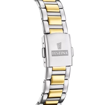 montre festina femme festina solar energy acier bicolore fond nacre blanche 35 mm mouvement quartz solaire