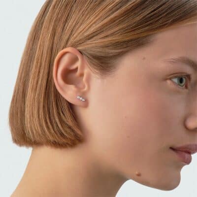Boucles d'oreilles AGATHA puces ODÉON Cristal / Argenté trio
