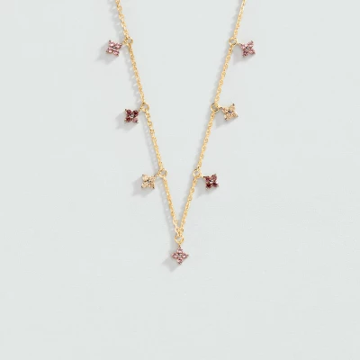 collier agatha ras du cou beloved rose et doré argent petites fleurs roses