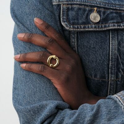 bague large agatha ines argent doré rond evidé