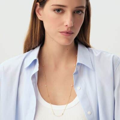 collier agatha Sautoir BRILLANT Cristal / Doré multitude d' oxydes de zirconium