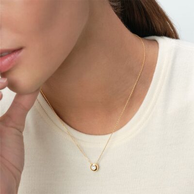 collier agatha mi-long ODÉON Cristal / Doré zircon XL