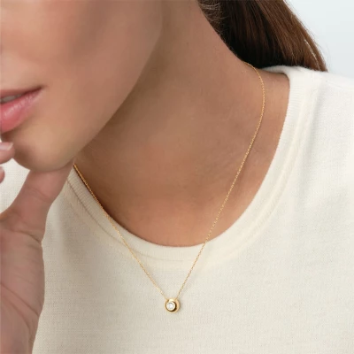 collier agatha mi-long ODÉON Cristal / Doré zircon XL