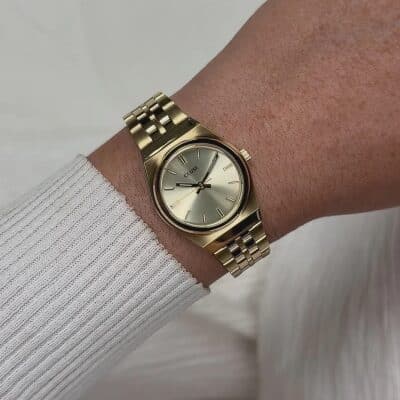 montre cluse retro 70's mini acier doré et cadran doré quartz 32 mm