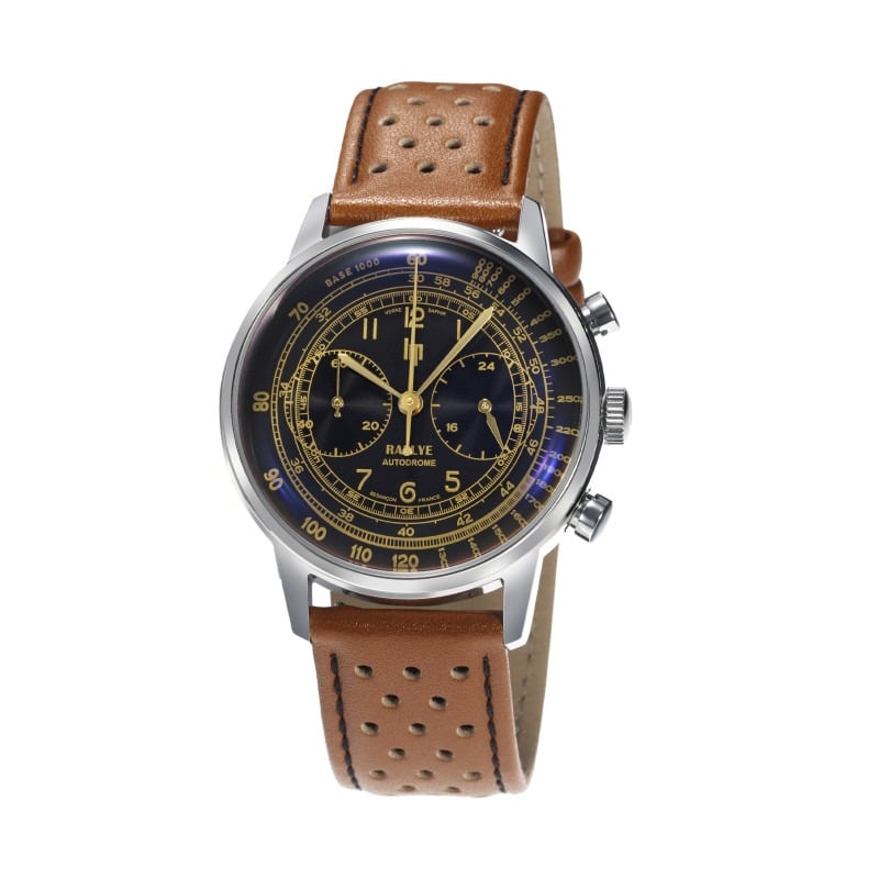 Montre LIP Homme Rallye 39 mm Méca quartz chronographe, acier marron