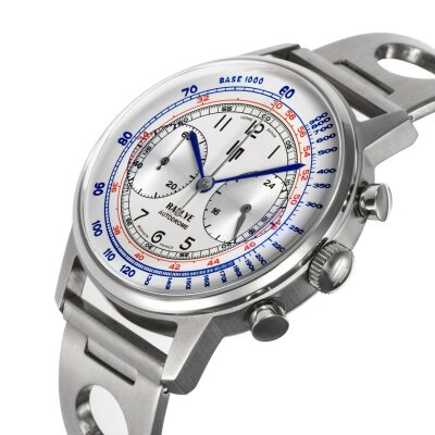 montre homme lip-rallye-40 mm-mouvement meca-quartz acier bracelet perforé