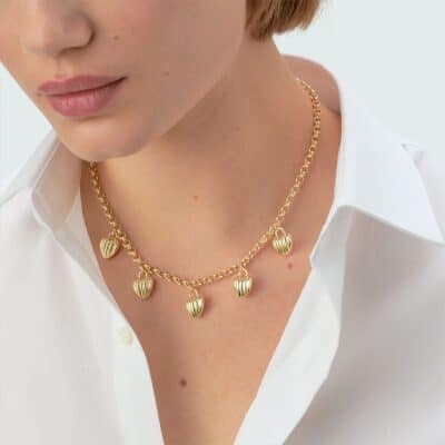 collier mi long sacré coeur agatha doré pampilles cœurs réversibles