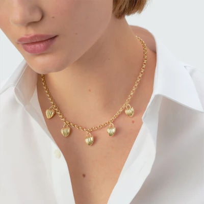 collier mi long sacré coeur agatha doré pampilles cœurs réversibles