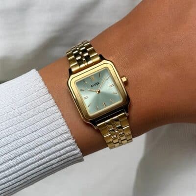 montre cluse femme gracieuse petite acier doré et vert sauge