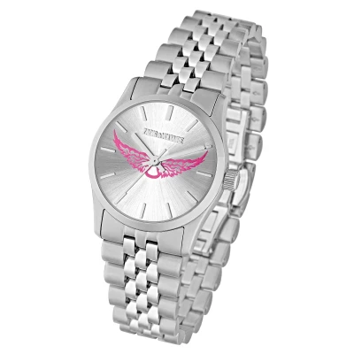 Montre Zadig et Voltaire femme en acier avec ailes rose fuschia . Boitier diamètre 30 mm. Quartz. Livraison gratuite. Expédition 24H. Paypal 4X.
