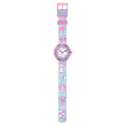 Montre Flik Flak Garden Friends montre joyeuse pour enfants, décorée de fleurs, de papillons et de coccinelles